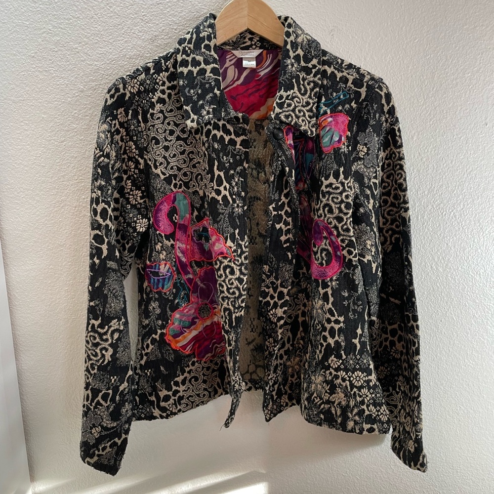 Christopher & Banks Art to Wear Tapestry Shaket Size M
